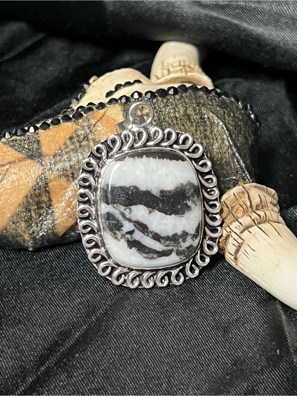 Sterling silver white buffalo